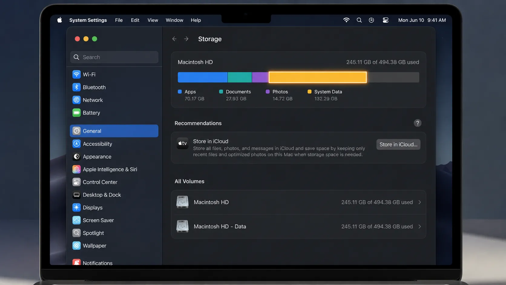 How to Clear System Data on Mac - DeepCleanMac guide showing macOS storage settings with System Data highlighted